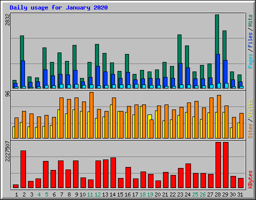 Daily usage for January 2020